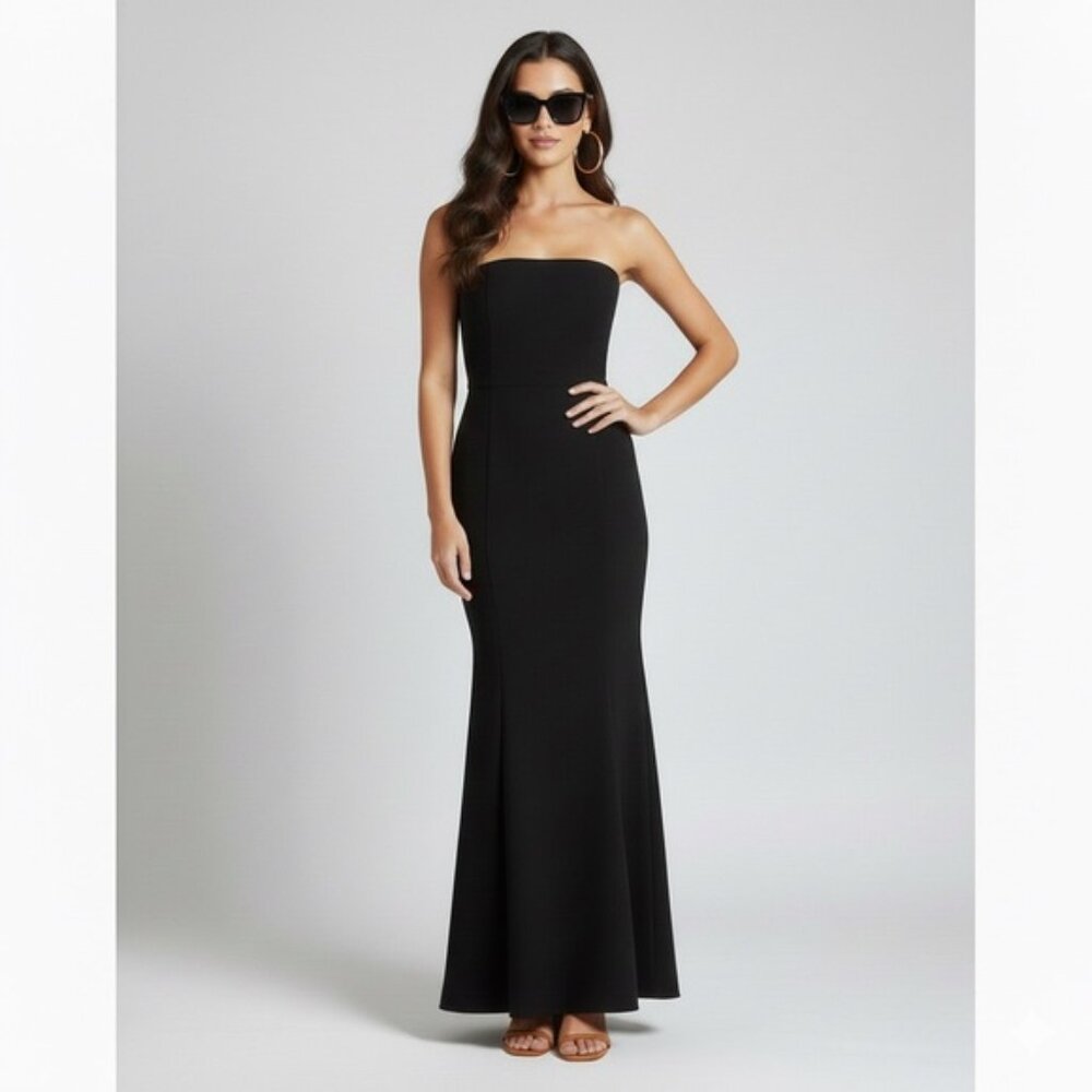 Vintage Linda Lundstrom Black Tube Maxi Mermaid Dress - Medium, Stretchy! 🇨🇦